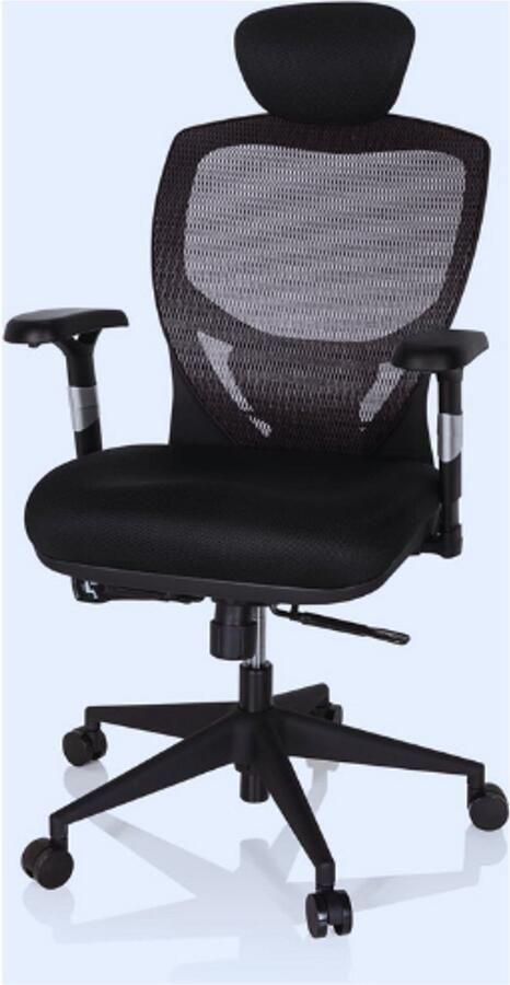 PEAM Venus Base 657130 Bureaustoel – Ergonomische Managersstoel Netstof Zilvergrijs Verstelbare Lendensteun en Armleuningen Draaistoel