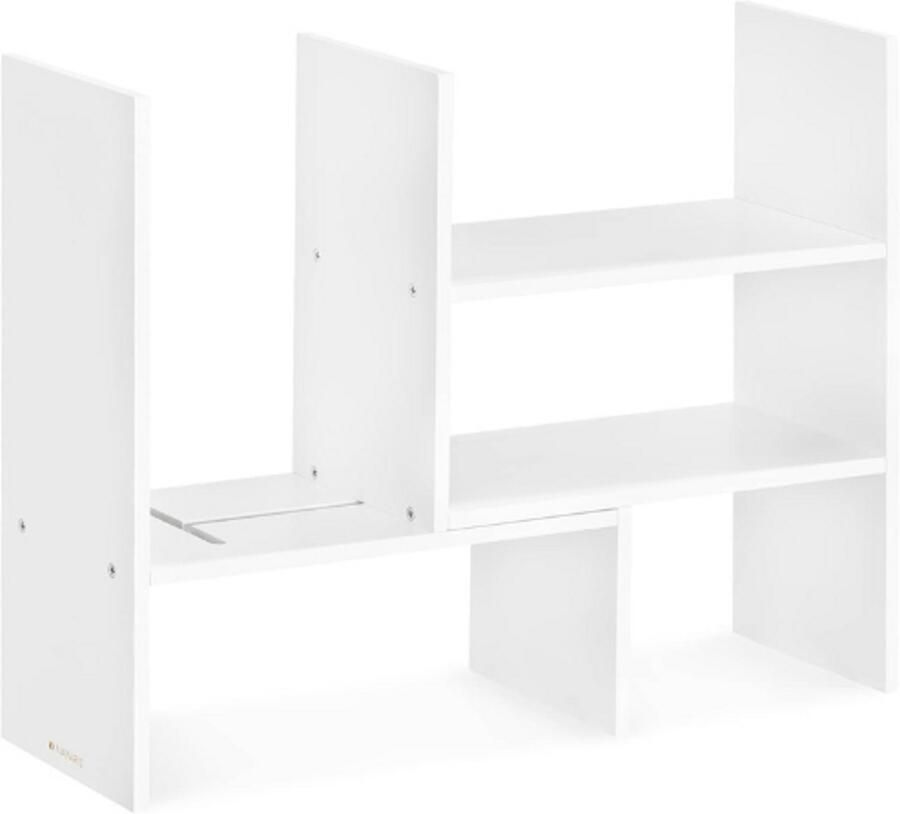 PEAM Verstelbare Bamboe Bureau-Organizer Aanpasbare Opruimmodule voor Bureau Opbergplanken voor Bureau Wit
