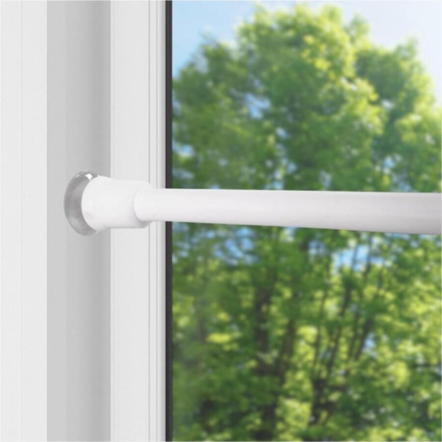 PEAM Verstelbare Spanstangen met Veerspanning Verstelbare Gordijnverlengstangen voor Kleine Ramen Keuken Kast en Boekenplank 2 Stuks 50-80 cm Wit