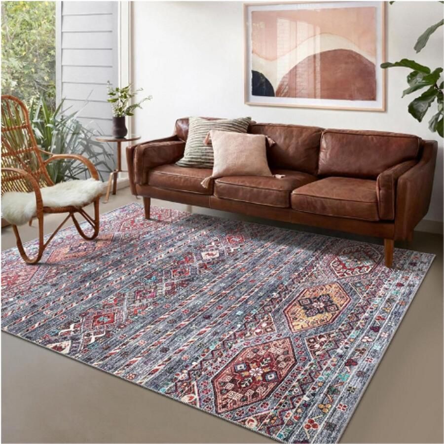 PEAM Vloerkleden Woonkamer Wasbaar Tapijt Vloerkleed Antislip Tapijten Tapijt Geweven Van Katoen Vintage Tapijt Voor Woonkamer Slaapkamer Keuken Kinder- En Huisdiervriendelijk Tapijt