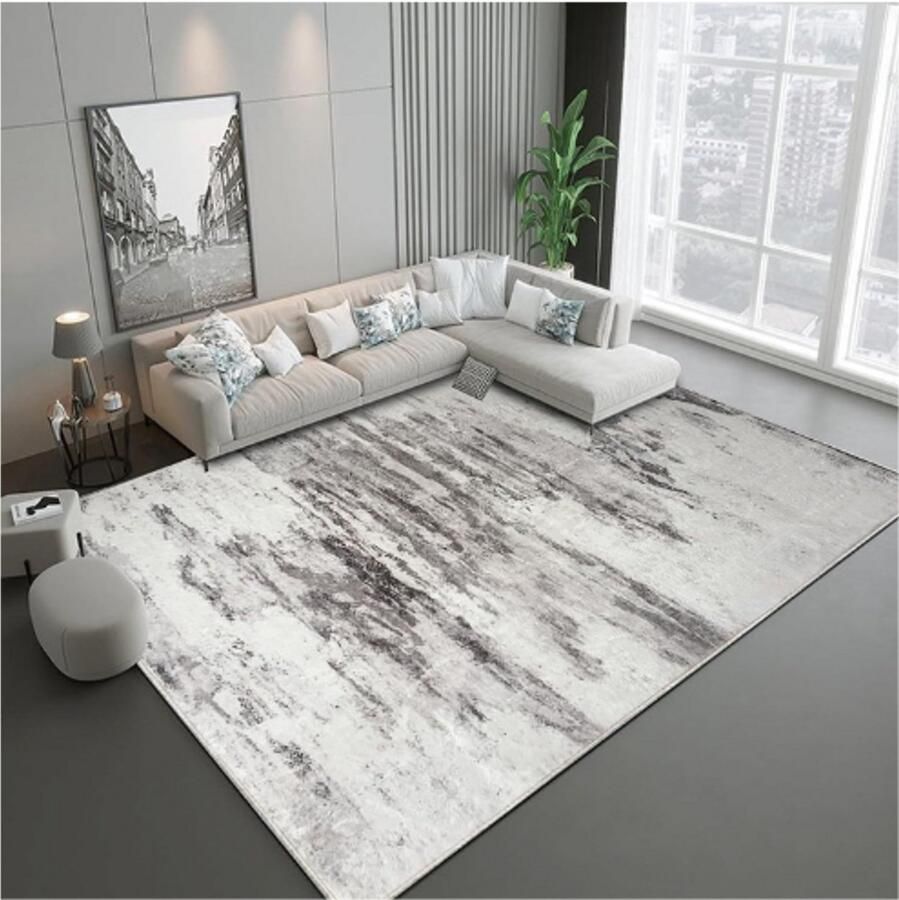 PEAM Vloerkleed Grote Woonkamertapijten Modern Abstract Tapijt Laagpolig Zacht Tapijt Voor Slaapkamer Tapijt Voor Binnendecoratie Abstract Ivoor Multi 200 x 250 cm