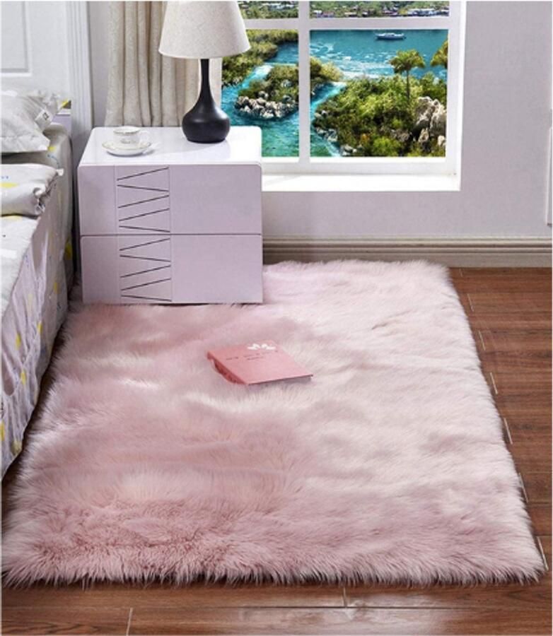 PEAM Vloerkleed Imitatiebont Zacht Pluizig Antislip Tapijt voor Slaapkamer-Woonkamer-Kinderkamer Decoratie Roze 160 x 230 cm