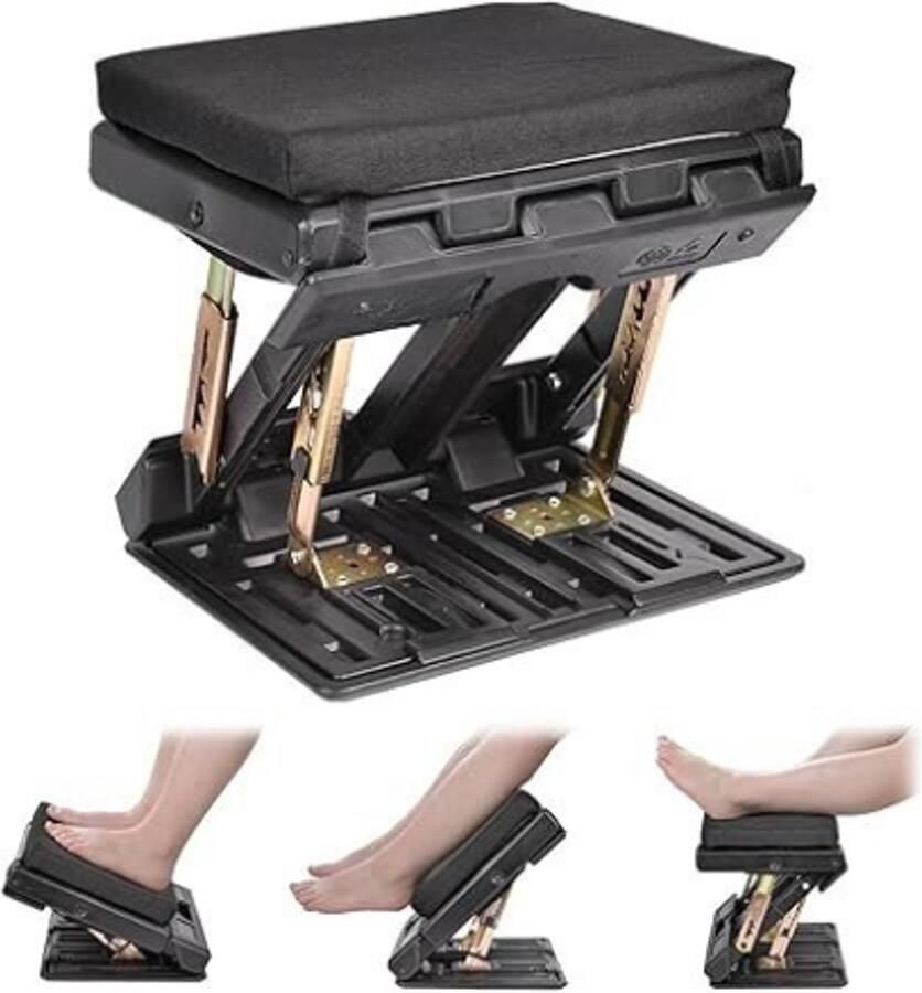 PEAM Voetsteun Onder Bureau Verstelbaar Ergonomische Voetensteun Met Massage Voor Kantoor Thuis Voetensteun Kruk Hoogte Hoek Verstelbaar Houtskool