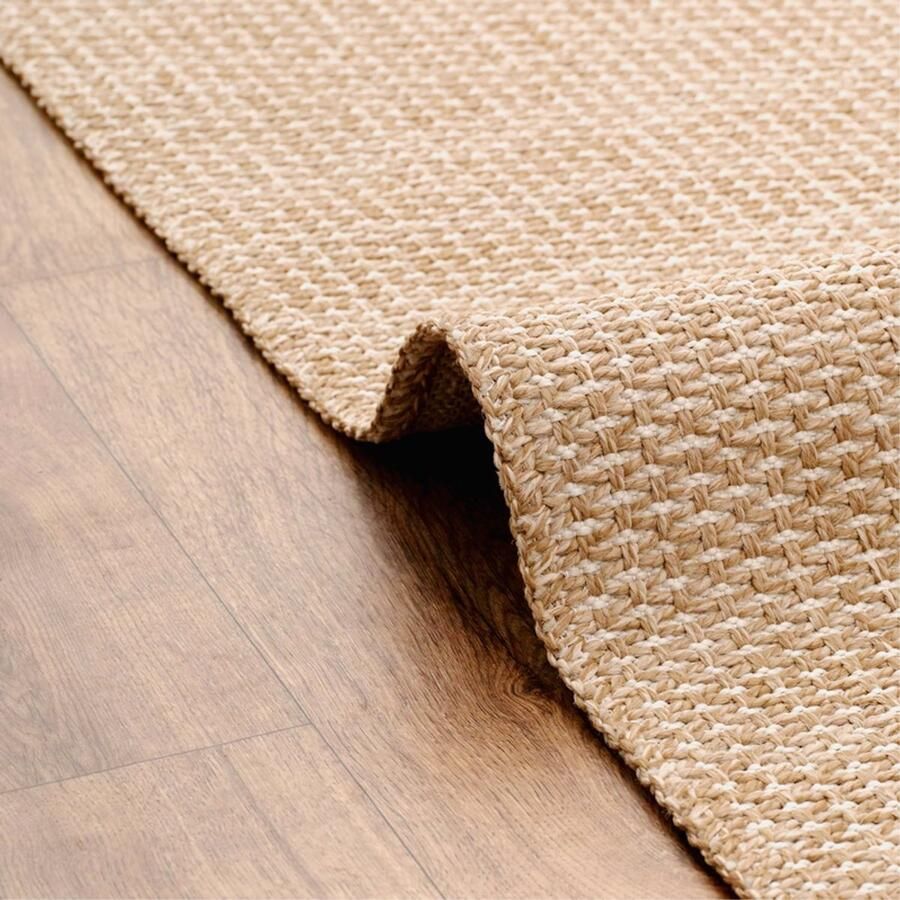 PEAM Wasbaar Jute Vloerkleed 120x180 cm – Zacht & Huisdiervriendelijk – Bruin Ivoor – Voor Tuin Keuken Woonkamer & Slaapkamer