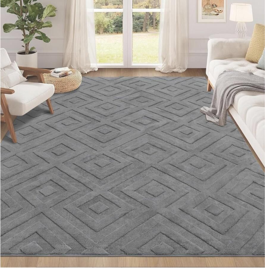 PEAM Wasbaar Tapijt 120 x 160 cm – Antislip Vloerkleed met Modern Design – Zacht Aanvoelend Laagpolig Geometrisch Tapijt voor Woonkamer Slaapkamer Keuken en Kantoor