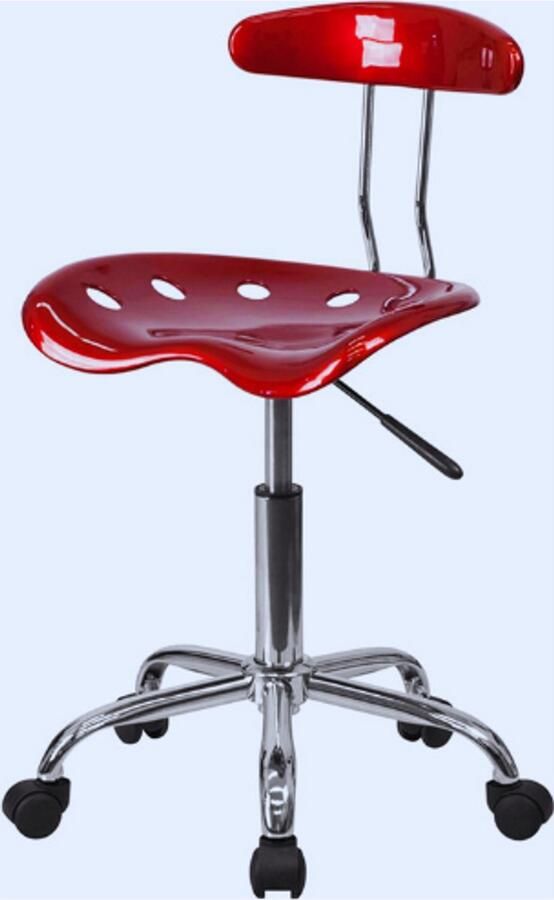 PEAM Wijnrode Draaibare Bureaustoel Verchroomd Frame Ergonomisch Tractorzitje In Hoogte Verstelbaar Industrieel Design Comfortabele Werkstoel