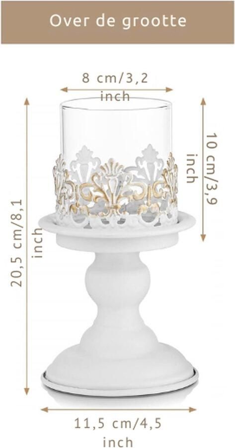 PEAM Witte Kaarshouder Voor Pijler Kaars Verontruste Kandelaar Houder Metalen Orkaan Kaarshouders Voor Verjaardag Pasen Bruiloft Betrokkenheid Baby Shower Kerst Tafel Centerpieces Decoratie Kernwoorden: