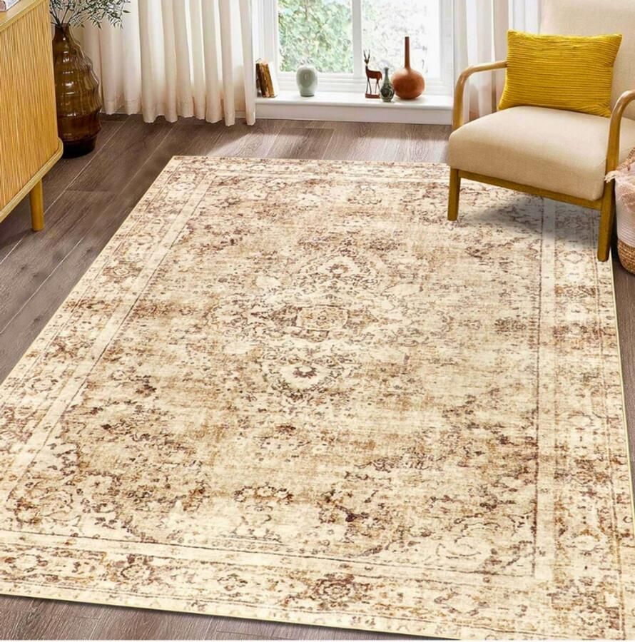 PEAM‎ Woonkamer Tapijt 80x150 cm – Oosters Laagpolig Vloerkleed – Zacht Wasbaar & Antislip – Geschikt Voor Slaapkamer Kantoor & Eetkamer