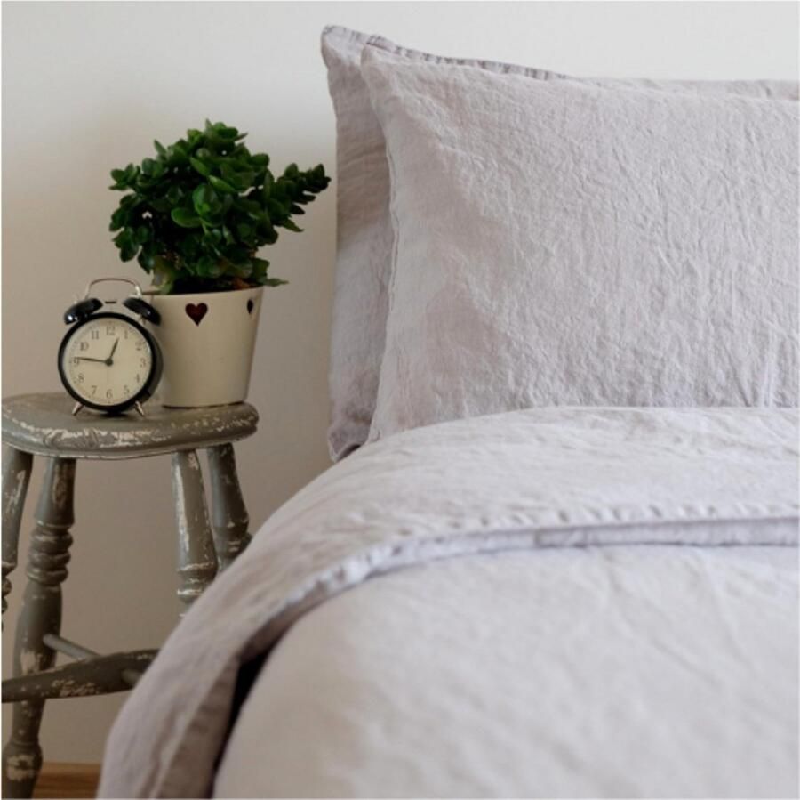 PEAM Zacht Beddengoed Set Alicia 100% Gewassen Linnen Lichtgrijs Grijs 200x200 cm Beddenset Dekbedovertrek Dubbel Bed King Size Eenpersoons Tweepersoons Winter Zomer