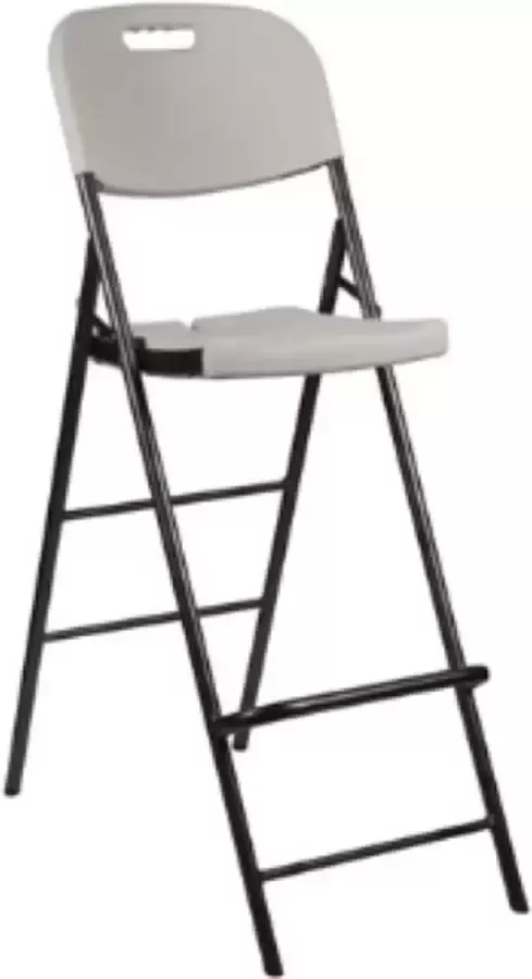 Perel Witte hoge klapstoel voor binnen en buiten barkruk met rugleuning en voetsteun kunststof ruimtebesparend ideaal voor evenementen feesten en catering met stalen frame en weerbestendige zitting 45 x 77 x 114 cm