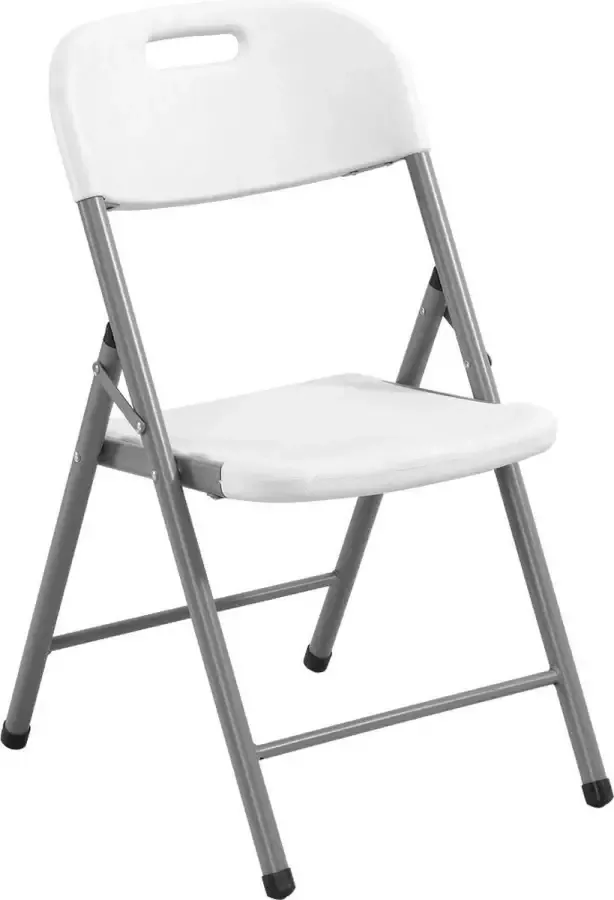 Perel Witte klapstoel voor binnen en buiten kunststof ruimtebesparend ideaal voor evenementen feesten en catering met stalen frame en weerbestendige zitting
