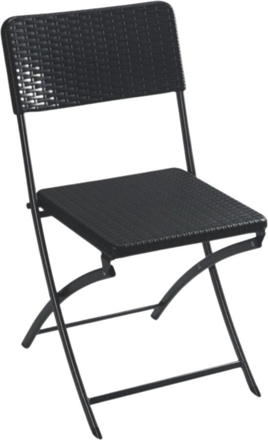 Perel Klapstoel inklapbaar binnen-en buitengebruik weerbestendig rotanlook maximaal 300 kg zwart robuust buitenstoel terrasstoel tuinmeubel opvouwbaar en modern 44.5 x 50 x 81 cm