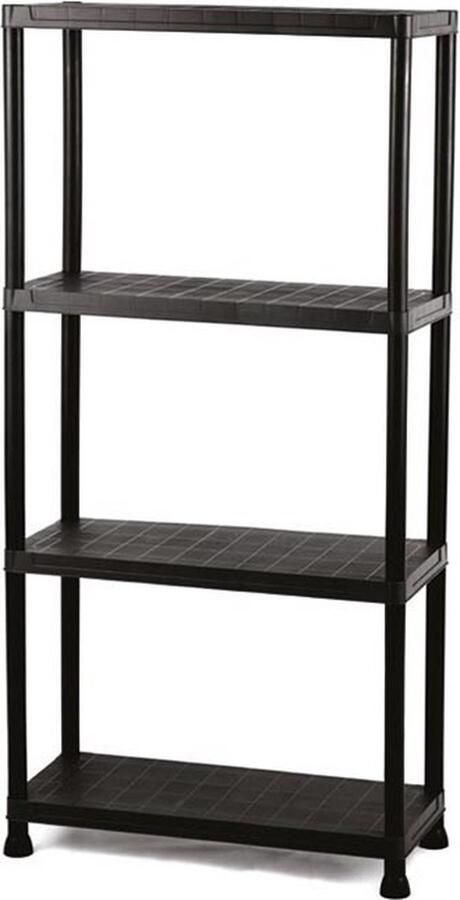Perel Opbergrek met 4 legplanken montage zonder gereedschap inclusief muurbevestigingsbeugels capaciteit per schap 20 kg 80 x 30 x 138 cm 4.12 kg polypropyleen zwart