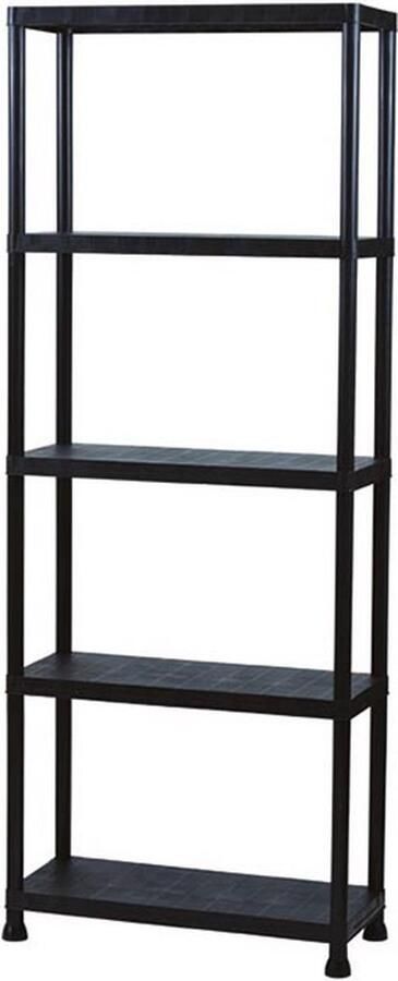 Perel Opbergrek met 5 legplanken montage zonder gereedschap inclusief muurbevestigingsbeugels capaciteit per schap 20 kg 60 x 30 x 138 cm 4 kg polypropyleen zwart