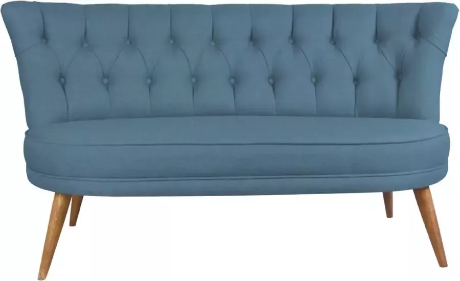 Perfecthomeshop 2 zitsbank 140cm Saxe blauw Richland Loveseat Eetbank Massief houten poten