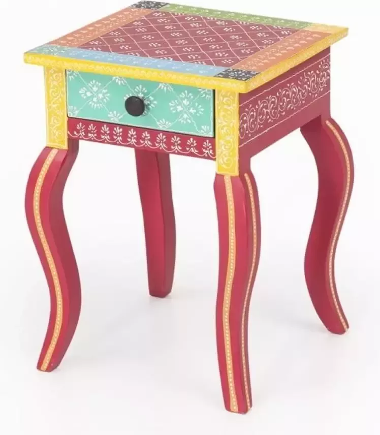 Perfecthomeshop Bijzettafel Vintage 54x38 cm – Nachtkastje rood polka dots Vintage Look bijzet tafel – Tafeltje Unieke Uitstraling