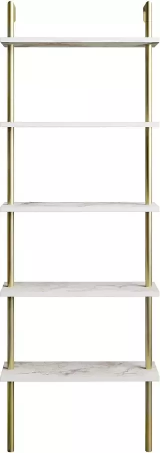 Perfecthomeshop Boekenkast boekenrek goud & wit 60x174x22cm Open boeken kast marmerlook wit goud boekenkast wit hoog - Foto 2