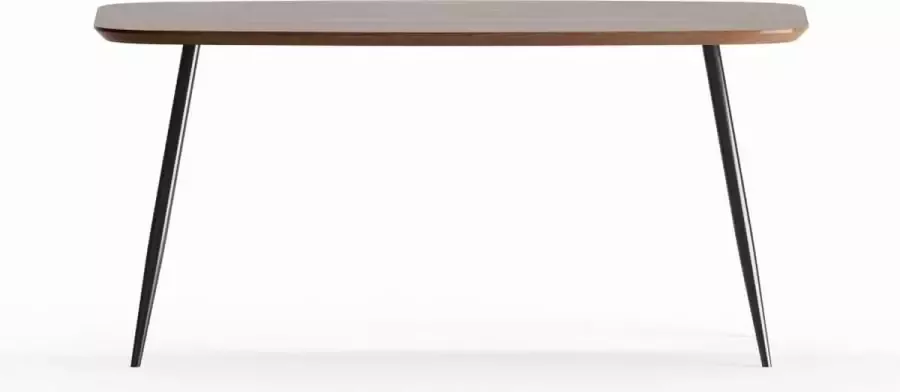 Perfecthomeshop Eettafel Walnoot 160x90cm – Design Tafel Walnoot Look met Zwarte Poten – Walnoot Houten Tafel Tim