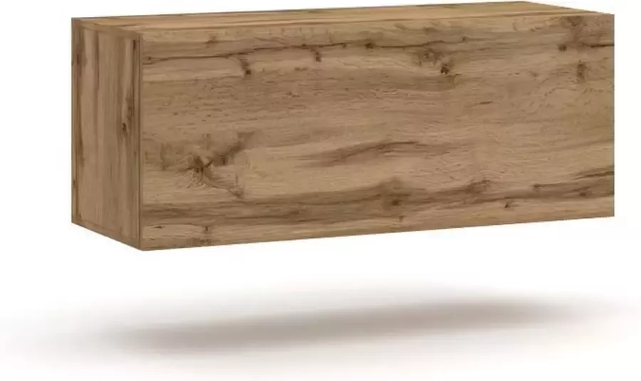 Perfecthomeshop Hangend TV meubel Wotan Eiken – Zwevend TV meubel met Led Verlichting – 100x38x40 cm – TV Kast Clean Design –