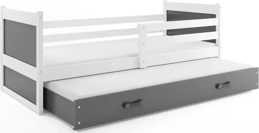 Juniorbed Met onderbed 90x200 Grijs – Inclusief Opbergruimte en lattenbodem – Tienerbedden met Opberg ruimte – Tienerbed met Lade TÜV getest – Perfecthomeshop