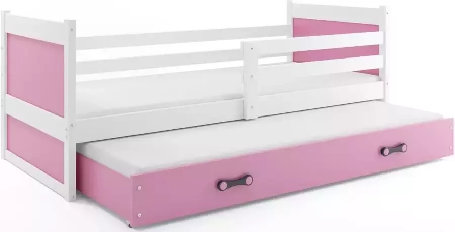 Juniorbed Met onderbed 90x200 Roze – Inclusief Opbergruimte en lattenbodem – Tienerbedden met Opberg ruimte – Tienerbed met Lade TÜV getest – Perfecthomeshop