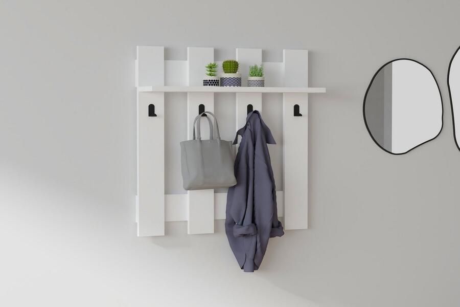 Perfecthomeshop Stijlvolle Kapstok Wit Melamine 70x70x18cm Perfect voor Elk Interieur