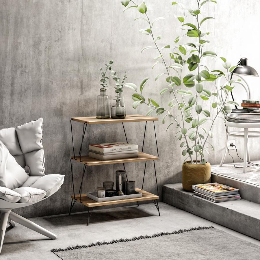 Perfecthomeshop Bijzettafel Stijlvol Antraciet & Eiken Design 30x57x40 cm Duurzaam Melamine Materiaal