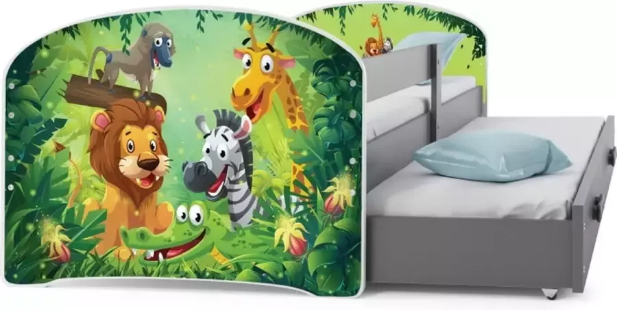 Peuterbed met Onderschuifbed 80x160 cm – Jungle bed – Kinderbed met Lade & Bedbodems – Kinderbed met onderbed TÜV getest – Perfecthomeshop