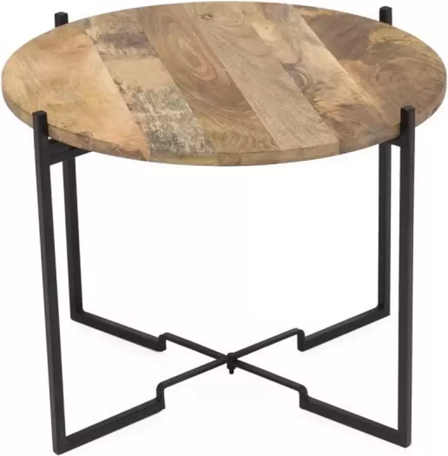 Perfecthomeshop Ronde bijzettafel hout ø 53 – Vintage Look Salon tafel – Tafeltje van Duurzaam Materiaal
