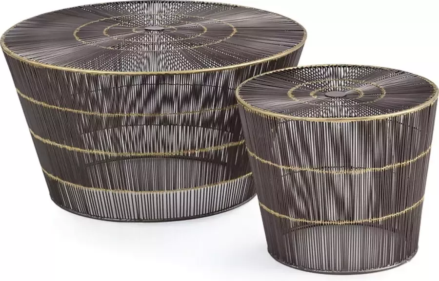 Perfecthomeshop Set van 2 bijzettafel zwart goud metaal – Bijzettafeltjes uniek design Duurzaam geproduceerde tafeltjes