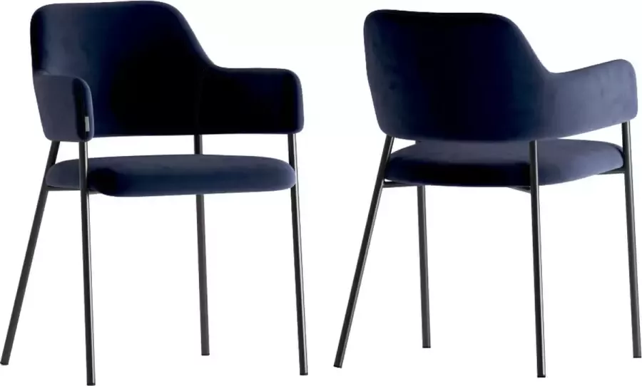 Perfecthomeshop Set van 2 Eetkamerstoelen Blauw Donker Blauw Eettafel Stoelen Design Eetkamer Stoel Saul