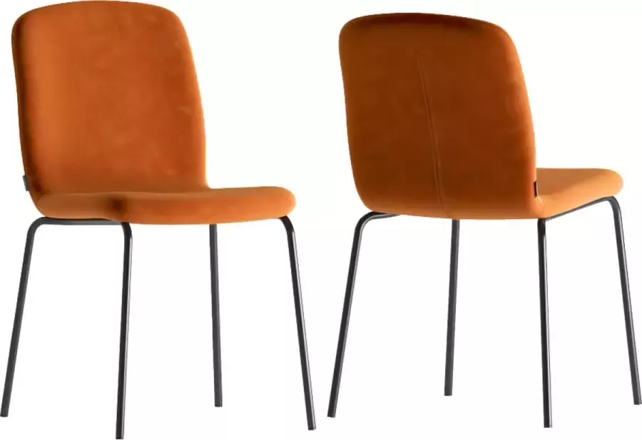 Perfecthomeshop Set van 2 Eetkamerstoelen Cognac Oranje Cognac Design Eettafelstoel Unieke Eettafel Stoelen Cognac Oranje Sanou