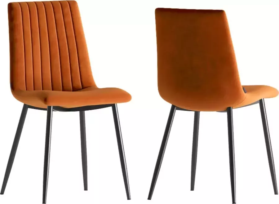 Perfecthomeshop Set van 2 Eetkamerstoelen Cognac Oranje Cognac Eettafel Stoelen -Oranje Eetkamerstoel Shaw