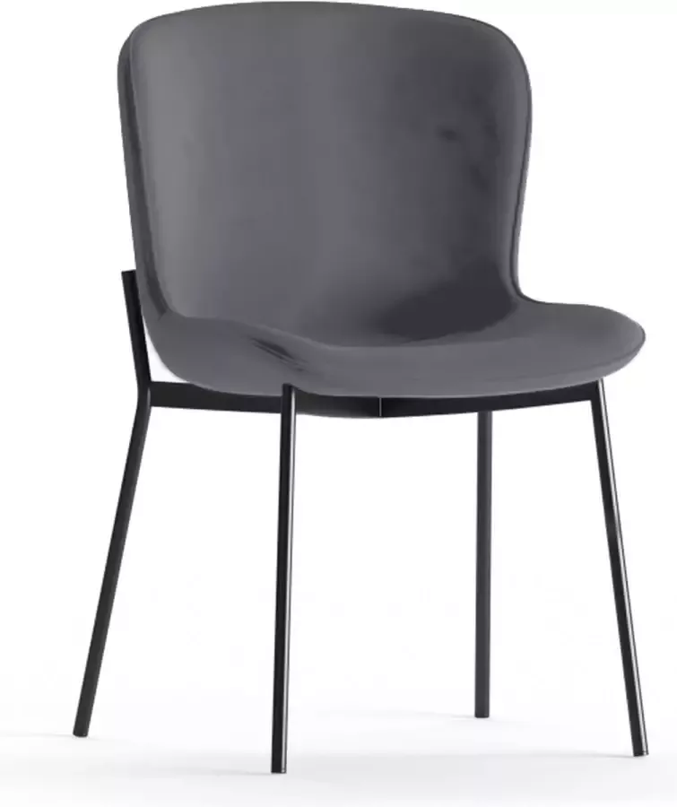 Perfecthomeshop Set van 2 Eetkamerstoelen Grijs Velvet Grijze Design Kuipstoelen Unieke Kuipstoel Eetkamer Grijs Velvet Samson