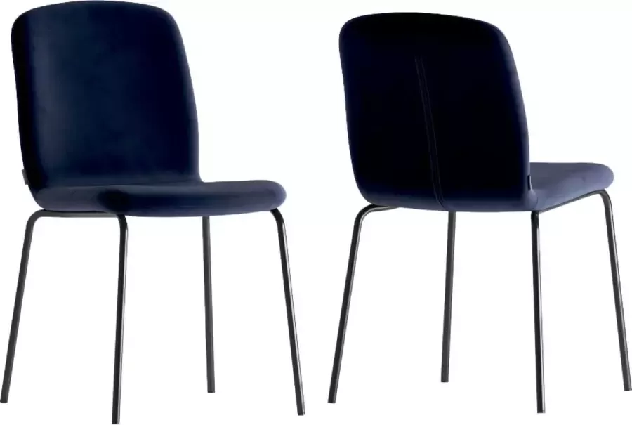 Perfecthomeshop Set van 2 Eetkamerstoelen Sanou Donker Blauw Blauwe Design Eettafelstoel Unieke Eettafel Stoelen Blauw Sanou