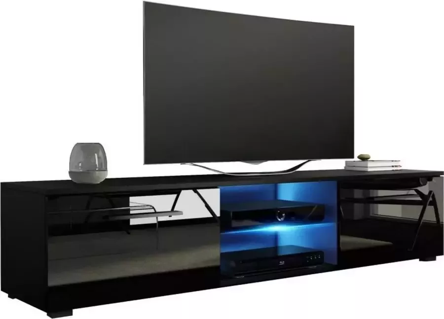 Perfecthomeshop TV Kast Hoogglans Zwart – Modern Design – Inclusief Led verlichting –