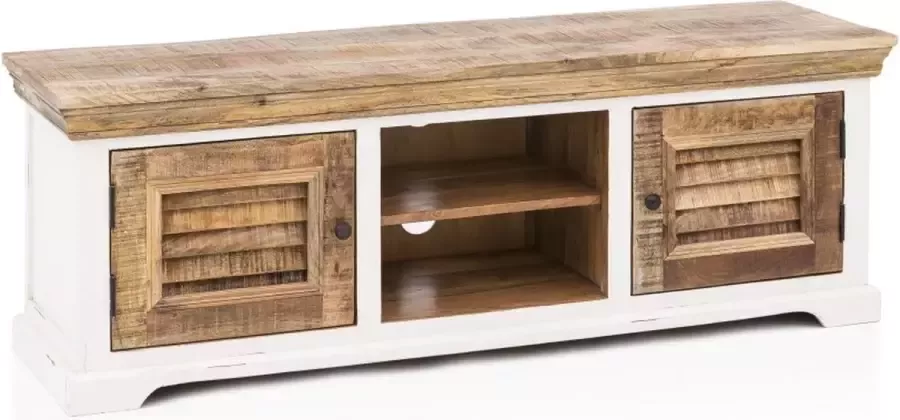 Perfecthomeshop TV meubel wit Mangohout 50x145x40 cm – Vintage look TVkast –