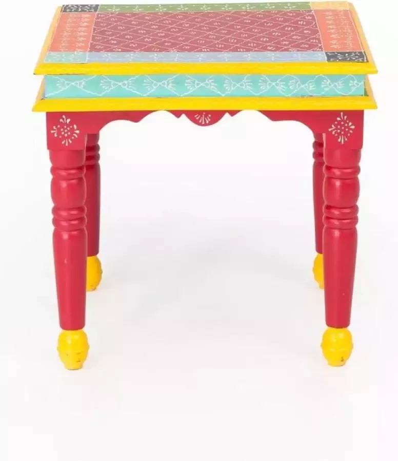 Perfecthomeshop Vintage salontafel 44x53 cm – Bijzettafel Unieke Uitstraling – Speelkamer tafeltje Bijzet tafel Vintage Design