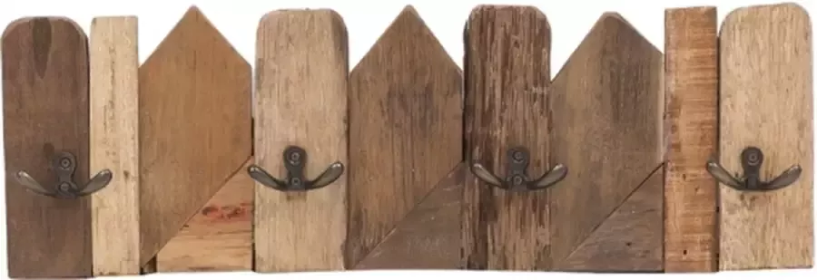 Perfecthomeshop Wandkapstok hout 4 haaks – praktisch ontwerp van duurzaam metaal & hout