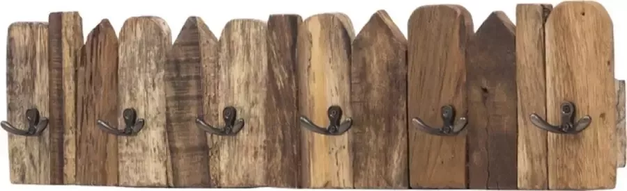 Perfecthomeshop Wandkapstok hout 6 haaks 17x70 cm – Vintage Design Kapstok – Duurzaam Muur Kapstok