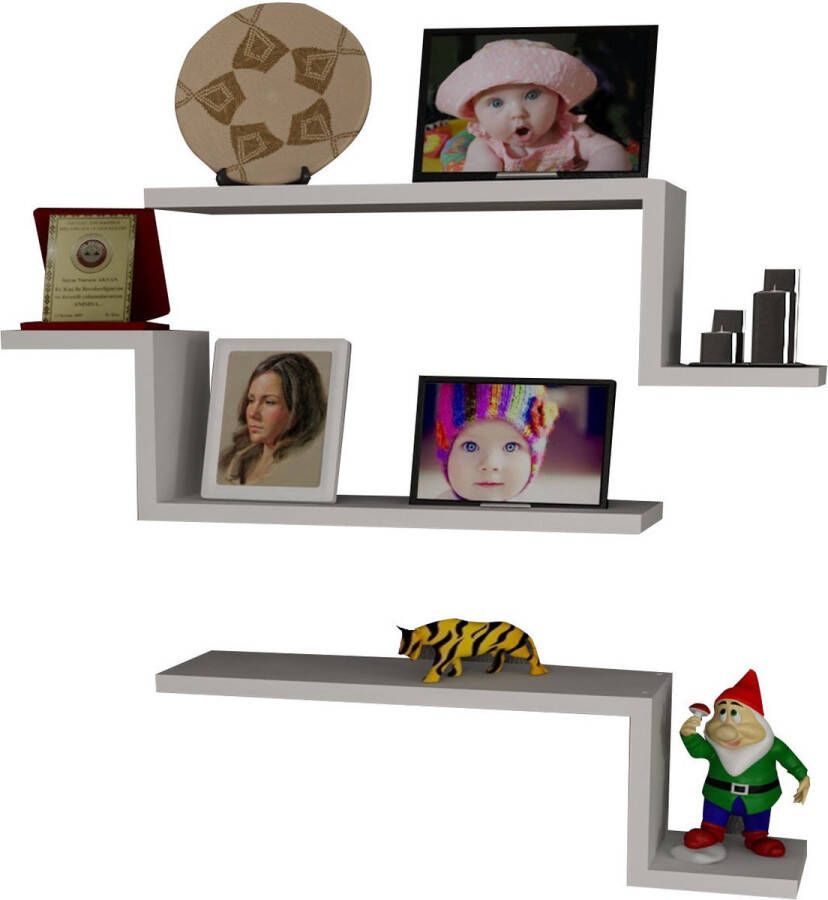 Perfecthomeshop Wandplank Stijlvol Wit 58x18x14 5cm Duurzaam Melamine wandrek