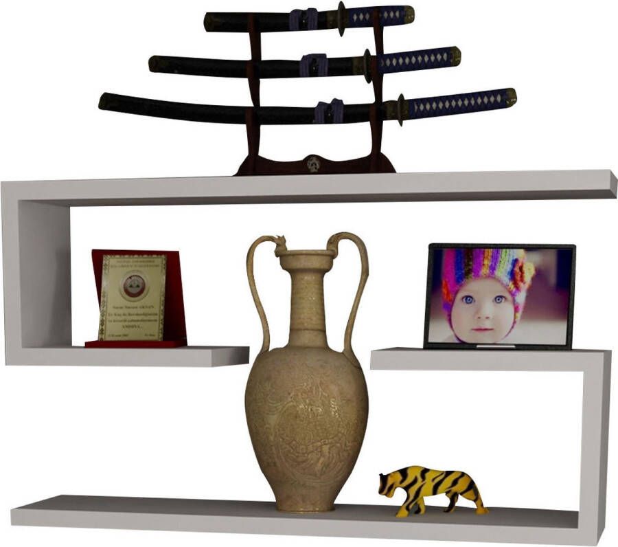 Perfecthomeshop Wandplank Stijlvol Wit 60x18x14 5cm Duurzaam Melamine wandrek