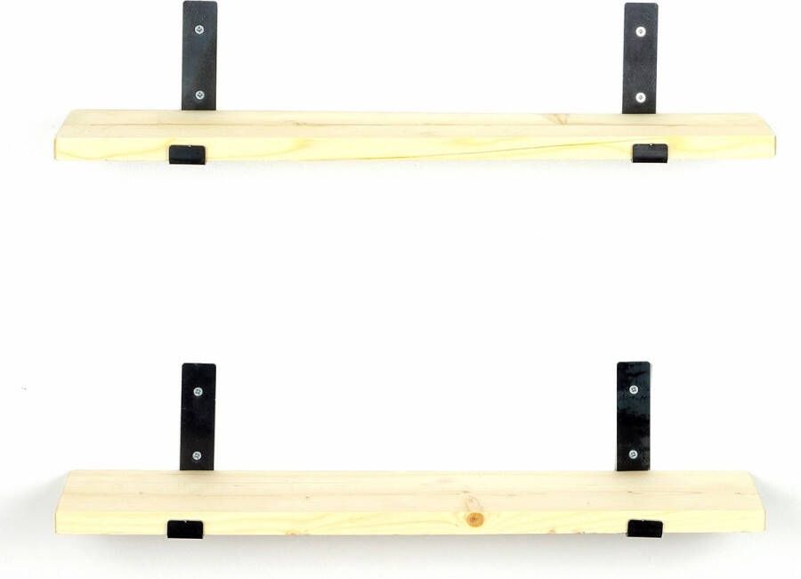 Perfecthomeshop Wandplank Stijlvol Zwart & Eiken Design 60x16x14cm Duurzaam Sparrenhout wandrek