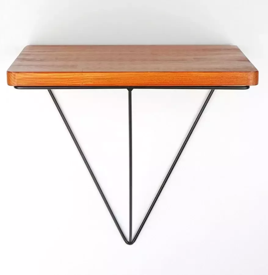 Perfecthomeshop Wandplank Stijlvol Zwart & Walnoot Design 33x33x28cm Duurzaam Dennenhout wandrek