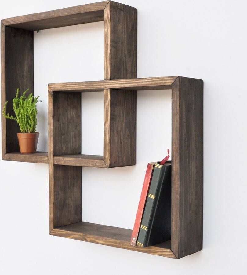 Perfecthomeshop Wandplank Walnoot 51x51x9cm Stijlvol Sparrenhout Ideaal voor Elk Interieur wandrek