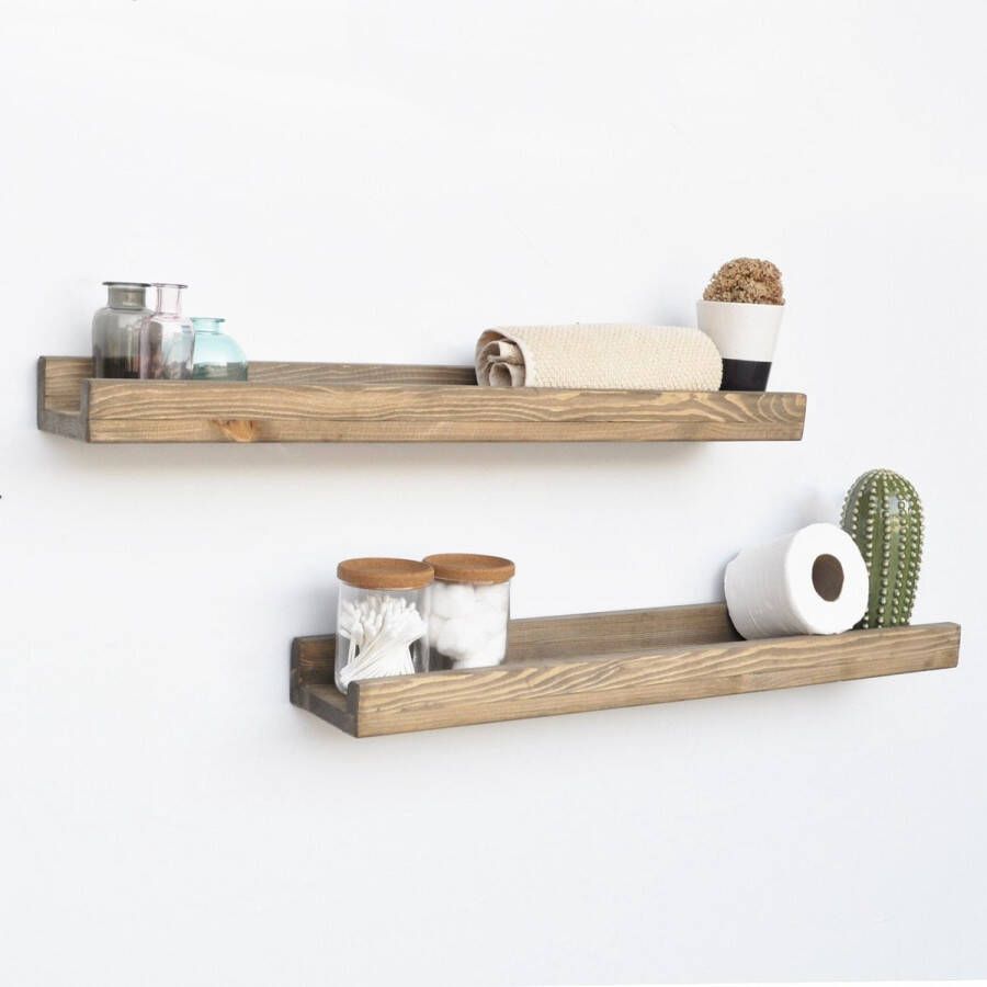 Perfecthomeshop Wandplank Walnoot 60x8x15cm Stijlvol Sparrenhout Perfect voor elk interieur! wandrek