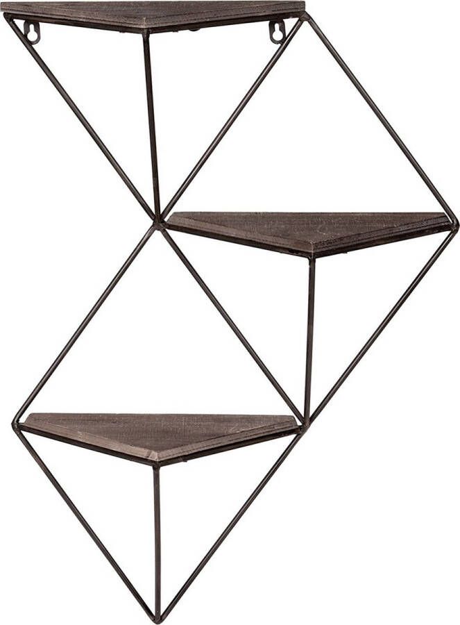 Perfecthomeshop Wandplank Zwart & Walnoot Design 45x34x13cm Stijlvol Sparrenhout wandrek