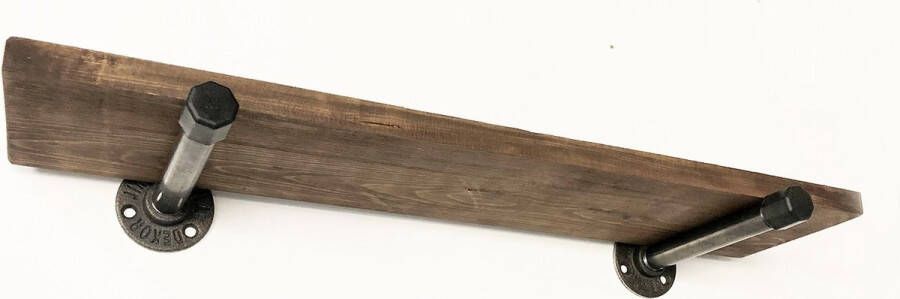 Perfecthomeshop Wandplanken Set Zwart & Walnoot Design 60x8x14cm Duurzaam Sparrenhout wandrek