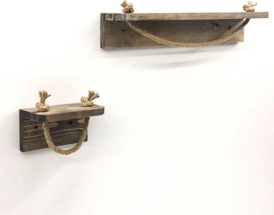 Perfecthomeshop Wandplanken Stijlvolle Walnoot 50x10x9cm Duurzaam Sparrenhout wandrek - Foto 2