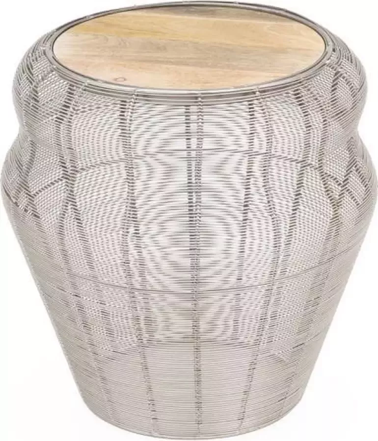 Perfecthomeshop Zilveren bijzettafel met hout 43x38 cm – Modern Design Bijzet tafel – Duurzaam Zilveren Tafel - Foto 1